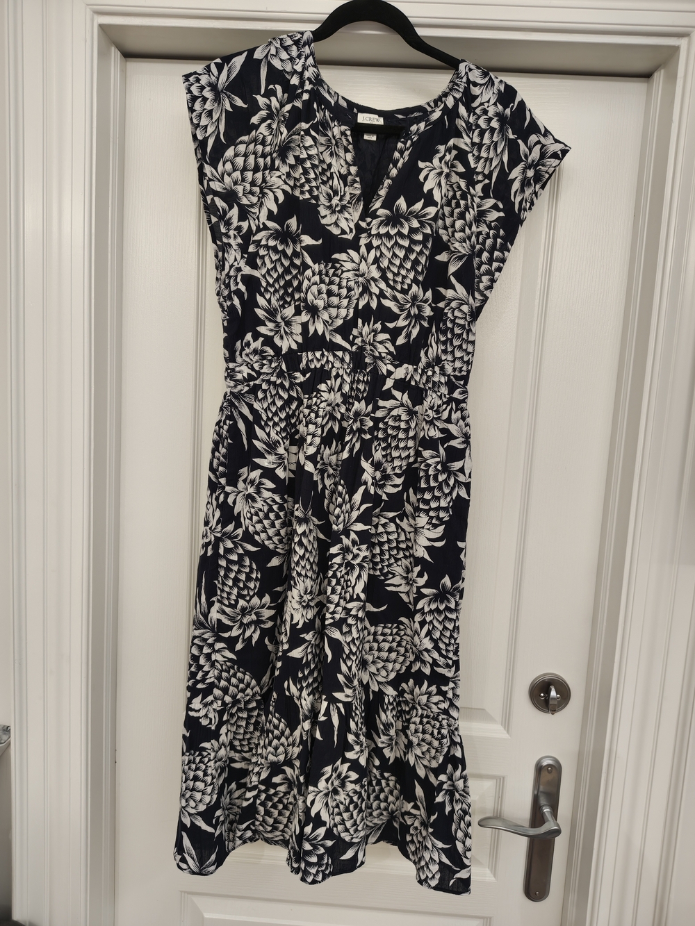 J. Crew Navy and White Floral-Print Midi Dress